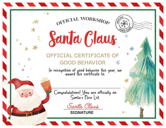 Santa's Official Good Behavior Certificate – Printable Digital Download