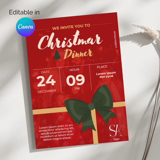 Editable Christmas Dinner Invitation – Canva Template